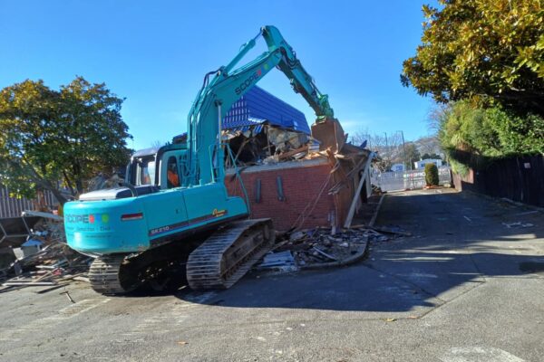 image of Pizza Hut building during demolition project by Scope Group in Dunedin, NZ