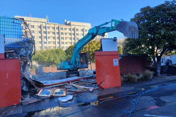 image of Pizza Hut building during demolition project by Scope Group in Dunedin, NZ