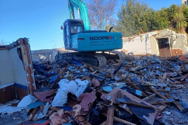 image of Pizza Hut building during demolition project by Scope Group in Dunedin, NZ