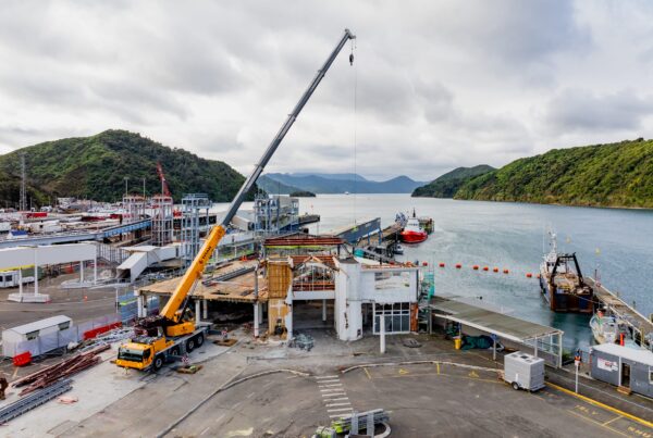 drone image of Picton terminal being demolished and stripped out by Scope Group, NZ