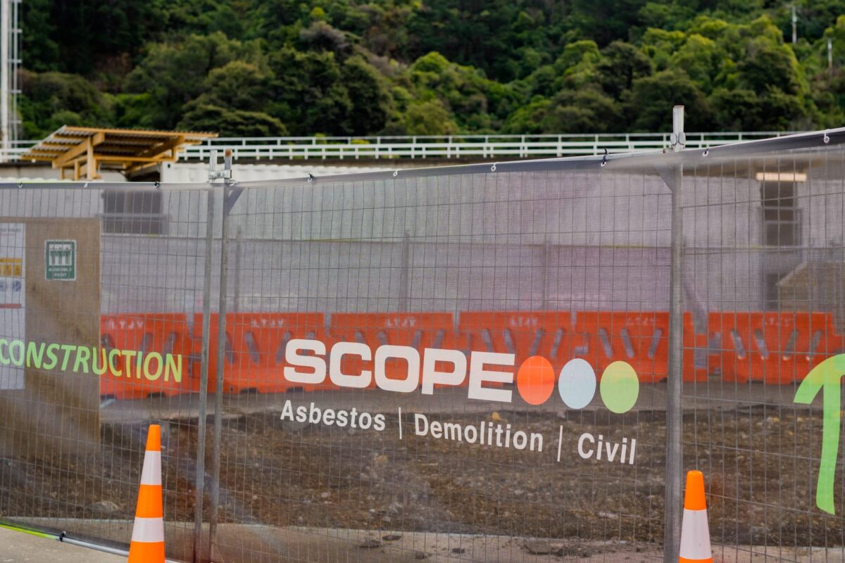 image of Scope Group branded fence scrim at Picton Terminal demolition project