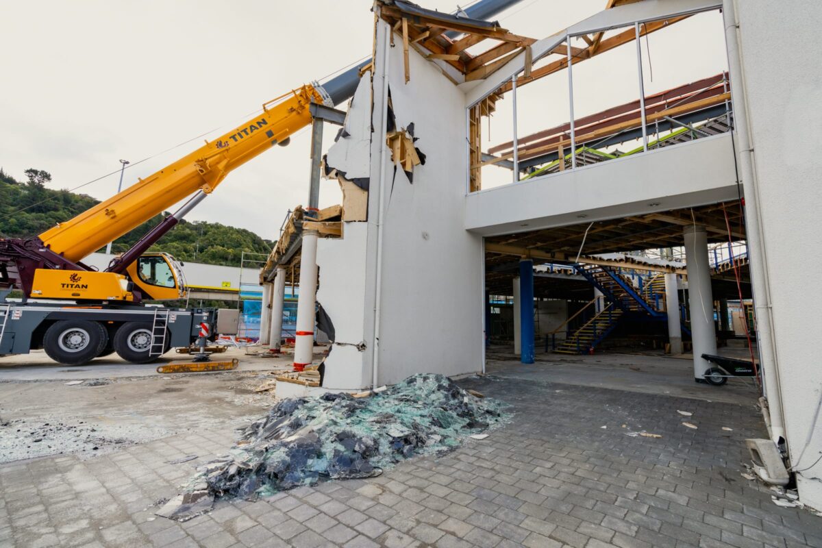 image of Picton terminal being demolished, deconstructed and stripped out by Scope Group, NZ