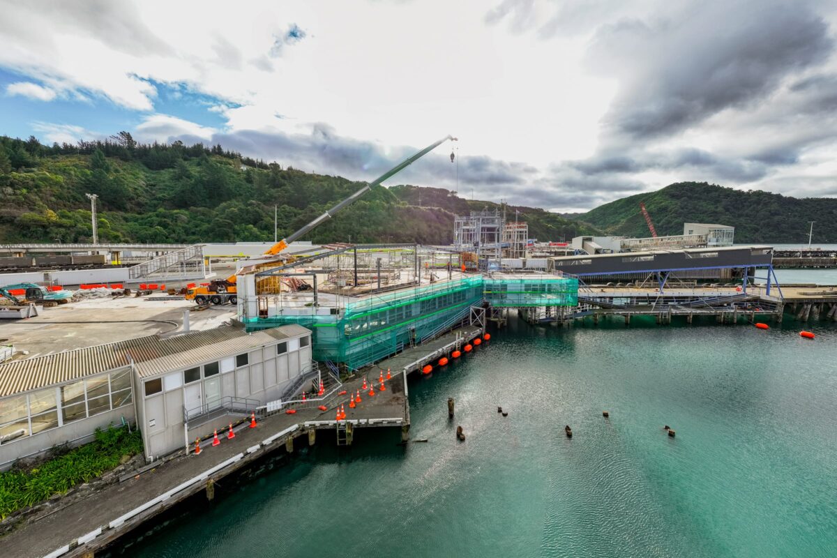 drone image of Picton terminal being demolished and stripped out by Scope Group, NZ