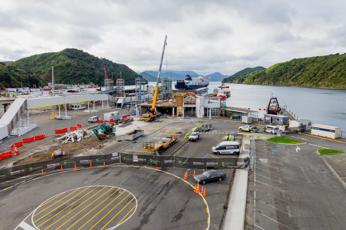 drone image of Picton terminal being demolished and stripped out by Scope Group, NZ