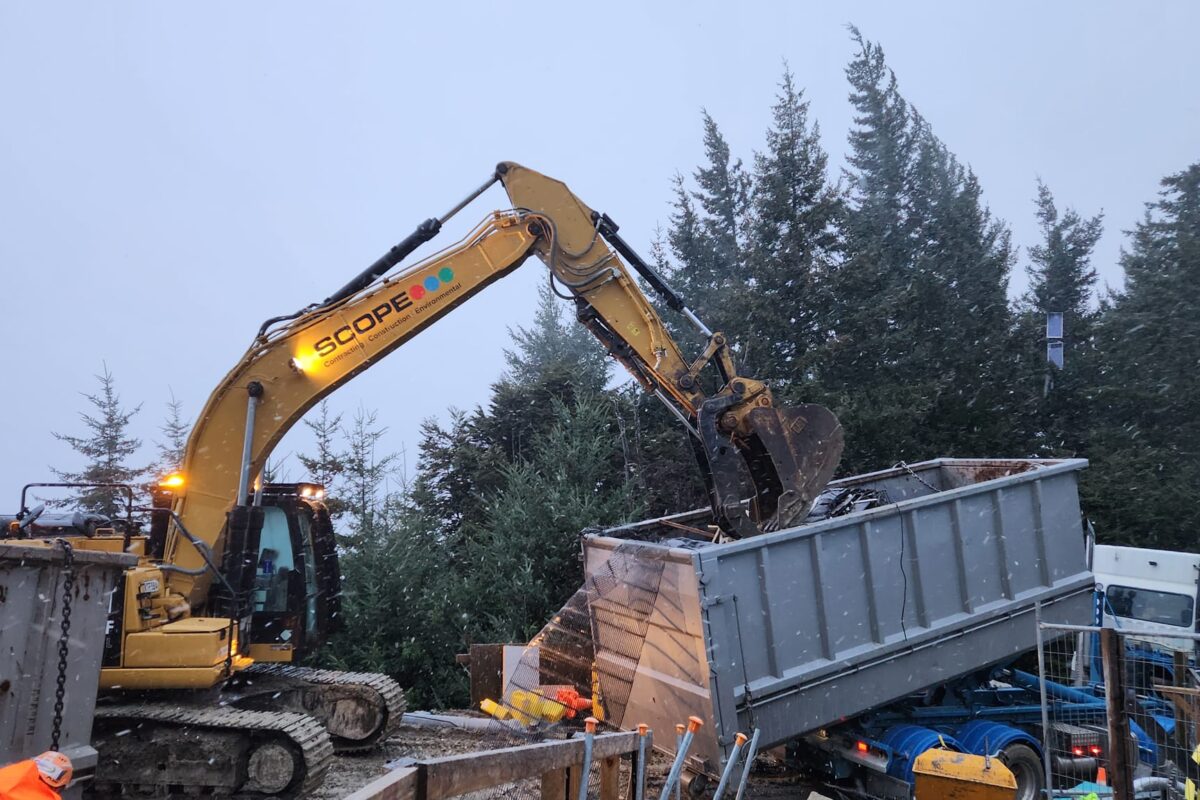 image of Scope Group providing demolition and deconstruction services to a snowy Queenstown Skyline Gondola in NZ