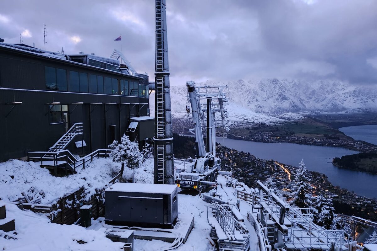 image of Scope Group providing demolition and deconstruction services to a snowy Queenstown Skyline Gondola in NZ